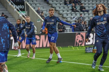 Kiernan Dewsbury-Hall of Chelsea in the pregame warmup session during the Carabao Cup Last 16 match Newcastle United vs Chelsea at St. James's Park, Newcastle, United Kingdom, 30th October 2024 clipart