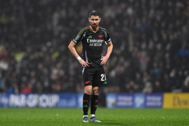 Arsenal 'den Jorginho Carabao Kupası son 16 maçında Preston North End, Deepdale, Preston, İngiltere' de Arsenal 'e karşı, 30 Ekim 2024