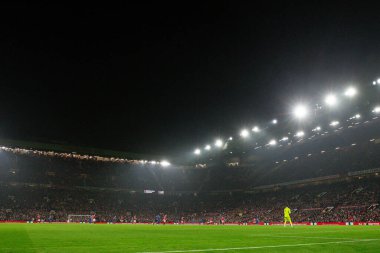 Old Trafford 'un Carabao Kupası' nda son 16 maçta Manchester United ile Leicester City 'nin 30 Ekim 2024' te Old Trafford, Manchester 'da karşı karşıya geldiği genel bir manzara.