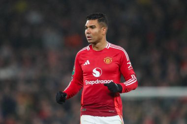 Manchester United 'dan Casemiro Carabao Kupası son 16 maçında Manchester United ile Leicester City arasında Old Trafford, Manchester, İngiltere' de, 30 Ekim 2024