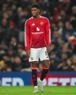 Manchester United 'dan Marcus Rashford Carabao Kupası Son 16 maçında Manchester United ile Leicester City Old Trafford, Manchester, İngiltere' de karşı karşıya, 30 Ekim 2024