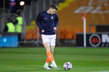 Blackpool 'dan Lee Evans 28 Ekim 2024' te Blackpool, Blackpool 'da oynanan Blackpool - Wigan Atletizm karşılaşması öncesinde oynanan maç öncesi ısınma maçında...