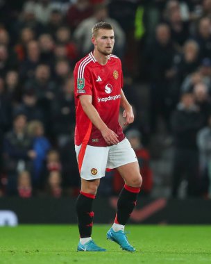 Manchester United 'dan Matthijs de Ligt Carabao Kupası' nda son 16 maç Manchester United ile Leicester City arasında Old Trafford, Manchester, Birleşik Krallık 'ta, 30 Ekim 2024