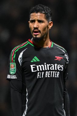 Carabao Kupası son 16 maçında Arsenal 'den William Sthe, Preston North End' e karşı Deepdale, Preston, Birleşik Krallık, 30 Ekim 202