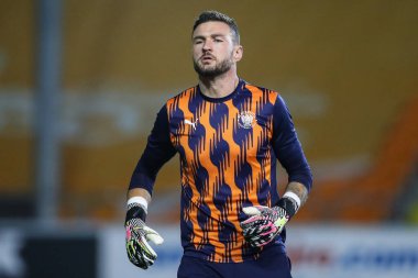 Blackpool 'dan Richard O' Donnell maç öncesi ısınma maçında Blackpool 'a karşı Wigan Athletic maçı var. Bloomfield Road, Blackpool, Birleşik Krallık, 28 Ekim 2024