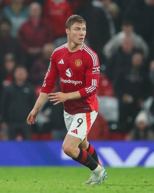 Manchester United 'dan Rasmus Hjlund Carabao Kupası' nda son 16 maç Manchester United ile Leicester City arasında Old Trafford, Manchester, Birleşik Krallık 'ta, 30 Ekim 2024