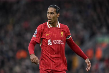 Liverpool 'dan Virgil van Dijk Premier League maçında Liverpool, Anfield, Liverpool' da Brighton ve Hove Albion 'a karşı, 2 Kasım 2024