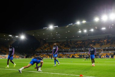 Kristal Saray oyuncuları Premier Lig karşılaşması öncesi ısınma sırasında Wolverhampton Wanderers, Molineux, Wolverhampton, İngiltere 'deki Crystal Palace' a karşı 2 Kasım 2024