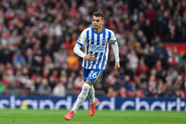 Brighton & Hove Albion takımından Yasin Ayari Premier Lig maçında Liverpool 'a karşı Anfield, Liverpool, İngiltere' de Hove Albion 'a karşı, 2 Kasım 2024