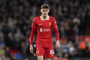Liverpool 'dan Conor Bradley Premier Lig maçında Liverpool, Anfield, Liverpool' da Brighton ve Hove Albion 'a karşı, 2 Kasım 2024