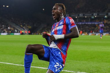 Trevoh Chalobah of Crystal Palace celebrates his goal to make it 0-1 during the Premier League match Wolverhampton Wanderers vs Crystal Palace at Molineux, Wolverhampton, United Kingdom, 2nd November 2024 clipart