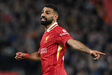 Liverpool 'dan Mohamed Salah, İngiltere' nin Liverpool kentinde oynanan Liverpool-Brighton ve Hove Albion maçında 2 Kasım 2024 tarihinde antrenman yaptı.