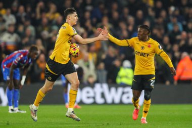 Wolverhampton Wanderers takımından Jrgen Strand Larsen, 2 Kasım 2024 'te İngiltere' nin Molineux kentinde oynanan Premier League maçında Wolverhampton Wanderers 'a karşı Crystal Palace maçında 1-1 kazanma golünü kutluyor.