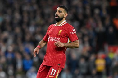 Liverpool 'dan Muhammed Salah Premier Lig maçı sırasında Liverpool' a karşı Anfield, Liverpool 'da Hove Albion, 2 Kasım 2024
