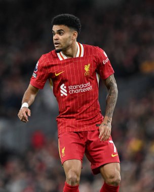 Liverpool 'dan Luis Daz Premier Lig maçında Liverpool, Anfield, Liverpool' da Brighton ve Hove Albion 'a karşı, 2 Kasım 2024