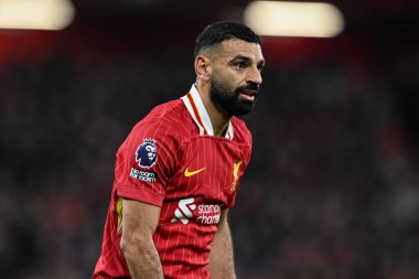 Liverpool 'dan Muhammed Salah Premier Lig maçı sırasında Liverpool' a karşı Anfield, Liverpool 'da Hove Albion, 2 Kasım 2024