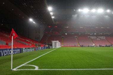 Anfield 'in UEFA Şampiyonlar Ligi, Lig Sahne Maçı sırasında Anfield, Liverpool, 5 Kasım 2024' te Bayer 04 Leverkusen 'e karşı genel bir görüşü