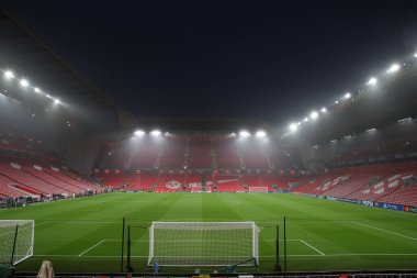 Anfield 'in UEFA Şampiyonlar Ligi, Lig Sahne Maçı sırasında Anfield, Liverpool, 5 Kasım 2024' te Bayer 04 Leverkusen 'e karşı genel bir görüşü
