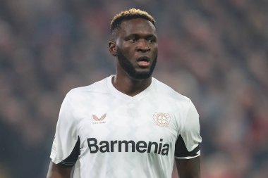 Bayer Leverkusen 'den Victor Boniface UEFA Şampiyonlar Ligi, Lig Sahne Maçı Liverpool' a karşı Bayer 04 Leverkusen Anfield, Liverpool, İngiltere, 5 Kasım 2024