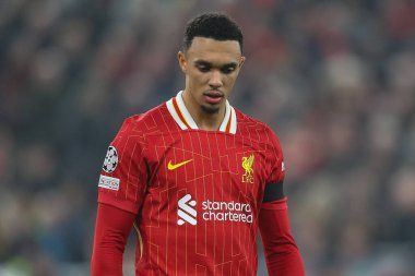 Liverpool Şampiyonlar Ligi Ligi 'nde Trent Alexander-Arnold, Lig Sahne Maçı' nda Liverpool, Bayer 04 Leverkusen 'e karşı Anfield, Liverpool, İngiltere, 5 Kasım 2024