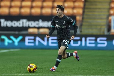 Liverpool 'lu Dominic Corness Bristol Street Motors Kupası' nda Liverpool U21 'e karşı Bloomfield Road, Blackpool, 6 Kasım 2024' te oynanan karşılaşmada