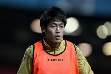 Blackburn Rovers takımından Yuki Ohashi, 6 Kasım 2024 'te İngiltere' nin Ewood Park kentinde oynanan Blackburn Rovers-Stoke City maçının öncesinde ısınıyor.