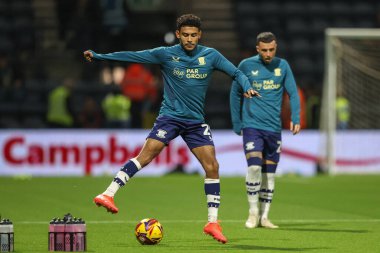 Kaine Kesler Hayden of Preston North End in the pregame warmup session during the Sky Bet Championship match Preston North End vs Sunderland at Deepdale, Preston, United Kingdom, 6th November 2024 clipart