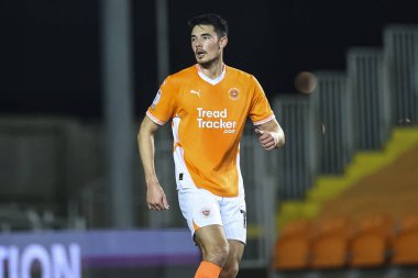 Elkan Baggott of Blackpool during the Bristol Street Motors Trophy match Blackpool vs Liverpool U21 at Bloomfield Road, Blackpool, United Kingdom, 6th November 2024 clipart