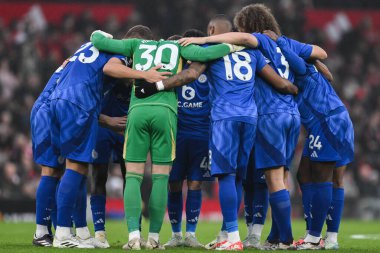 Leicester City oyuncuları Premier Lig karşılaşması öncesinde Manchester United ile Leicester City arasında 10 Kasım 2024 'te Old Trafford, Manchester, İngiltere' de bir araya geldiler.