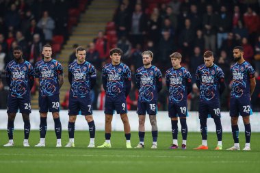 Blackpool takes part in a two minutes silence prior to the Sky Bet League 1 match Leyton Orient vs Blackpool at Gaughan Group Stadium, London, United Kingdom, 9th November 2024 clipart