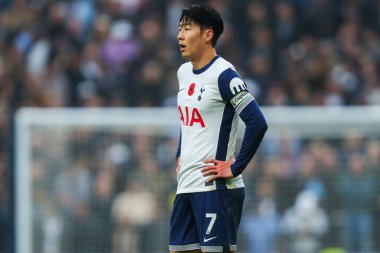 Tottenham Hotspur 'un oğlu Heung-min, Premier Lig maçı sırasında Tottenham Hotspur' a karşı Ipswich Town Tottenham Hotspur Stadyumu, Londra, İngiltere, 10 Kasım 2024