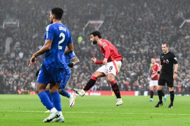 Manchester United 'dan Bruno Fernandes Premier League maçında Manchester United ile Leicester City maçında 10 Kasım 2024' te Old Trafford, Manchester 'da 1-0 berabere kalma golünü attı.