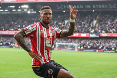 Sheffield United takımından Tyrese Campbell, 10 Kasım 2024 tarihinde Sheffield Lane, Sheffield, İngiltere 'de oynanan ve Sheffield United ile oynanan maçta 1-0 yenilen golünü kutluyor.