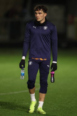 Blackpool 'dan Kyle Joseph Bristol Street Motors Kupası' nda maç öncesi ısınma seansında Harrogate Town, Wetherby Road, Harrogate, İngiltere 'de 12 Kasım 2024' te karşı karşıya geldi.