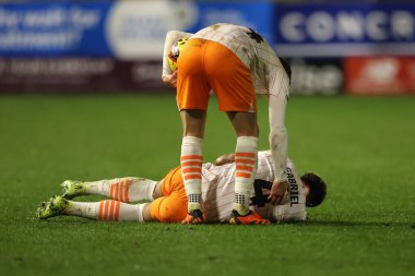 Blackpool 'dan Jordan Lawrence-Gabriel 12 Kasım 2024' te İngiltere 'nin Harrogate Road, Harrogate' de Bristol Street Motors Kupası maçına gidiyor.