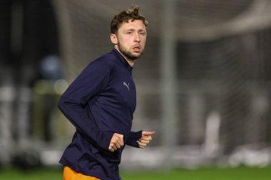 Matthew Pennington of Blackpool in the pregame warmup session during the Bristol Street Motors Trophy match Harrogate Town vs Blackpool at Wetherby Road, Harrogate, United Kingdom, 12th November 2024 clipart