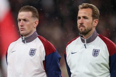 Jordan Pickford of England and Harry Kane of England in the team lineup during the UEFA Nations League, League B - Group 2 match England vs Republic of Ireland at Wembley Stadium, London, United Kingdom, 17th November 2024 clipart