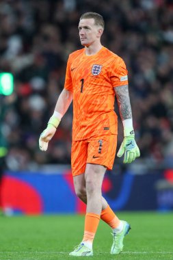 İngiltere 'den Jordan Pickford UEFA Uluslar Ligi, B-Grubu 2. Maç sırasında İngiltere - İrlanda Cumhuriyeti Wembley Stadyumu, Londra, Birleşik Krallık, 17 Kasım 2024