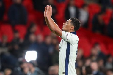 Jude Bellingham of England acknowledges the fans after England win 5-0 during the UEFA Nations League, League B - Group 2 match England vs Republic of Ireland at Wembley Stadium, London, United Kingdom, 17th November 2024 clipart