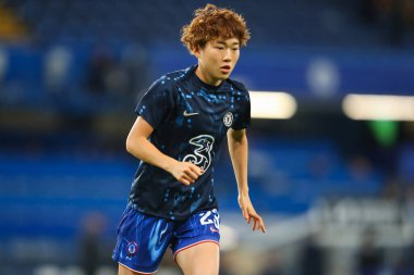 Maika Hamano of Chelsea Women warms up prior to the Barclays Women's Super League match Chelsea FC Women vs Manchester City Women at Stamford Bridge, London, United Kingdom, 16th November 2024 clipart