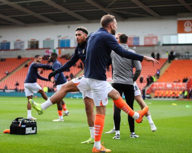 Blackpool 'dan Jordan Lawrence-Gabriel 16 Kasım 2024' te Bloomfield Road, Blackpool 'da oynanan Blackpool-Northampton Town maçının öncesinde oynanan maç öncesi ısınma maçında...
