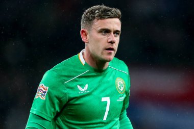 UEFA Uluslar Ligi, B Grubu 2. Maçı sırasında İrlanda 'nın Wembley Stadyumu' nda oynanan maçta İrlanda Cumhuriyeti 'nden Sammie Szmodics, 17 Kasım 2024