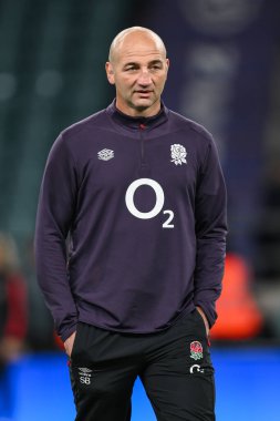 İngiltere Teknik Direktörü Steve Borthwick, 16 Kasım 2024 'te Allianz Stadyumu, Twickenham, İngiltere ile Güney Afrika arasındaki Güz Ulusları Serisi karşılaşması öncesinde geldi.
