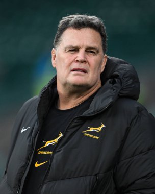 Rassie Erasmus Heach Güney Afrika koçu, 16 Kasım 2024 'te İngiltere ile Güney Afrika arasındaki Allianz Stadyumu, Twickenham maçı öncesinde geldi.
