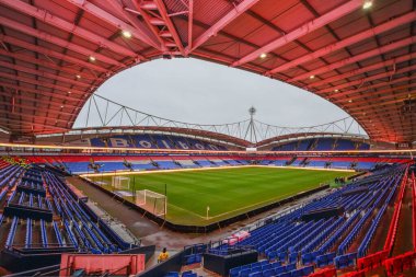Bloomfield Yolu, Blackpool 'un Evi' nin genel manzarası. 23 Kasım 2024 'te İngiltere' nin Bolton Stadyumu 'nda Bolton Wanderers' a karşı Blackpool Sky Bet 1 karşılaşması var.