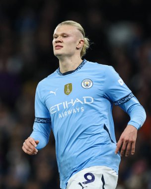 Manchester City 'nin Tottenham Hotspur' a karşı oynadığı Premier League maçında Manchester City 'den Erling Haaland, Etihad Stadyumu, Manchester, İngiltere, 23 Kasım 2024
