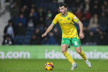 Norwich City 'den Liam Gibbs, 23 Kasım 2024' te İngiltere 'nin Hawthorns şehrinde oynanan West Bromwich Albion, Norwich City maçında maç yapıyor.