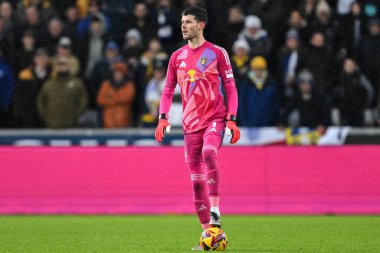 Leeds United takımından Illan Meslier, 24 Kasım 2024 'te Swansea City, Swansea.com Stadyumu' nda Leeds United 'a karşı oynanan Sky Bet Şampiyonası maçında görev başında.