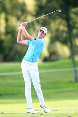 Elvis Smylie of Australia plays a shot during the Final Round of the BMW Australian PGA Championship at Royal Queensland Golf Club, Brisbane, Australia, 24th November 2024 clipart