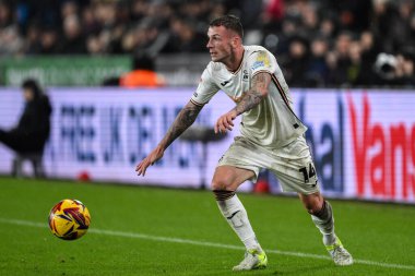 Swansea City 'den Josh Tymon, 24 Kasım 2024' te Swansea City, Swansea.com Stadyumu 'nda Leeds United' a karşı oynanan Gökyüzü İddia Şampiyonası maçında görev başında.